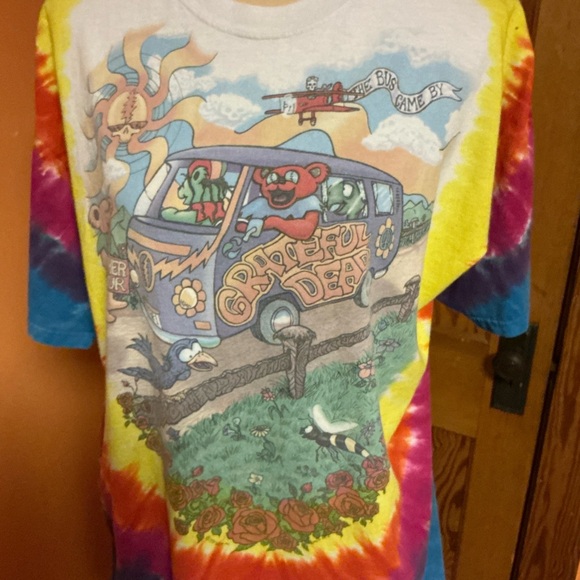Vintage Y2K Grateful Dead Tie Dye Tour Bus Graphic T-Shirt - Picture 8 of 9